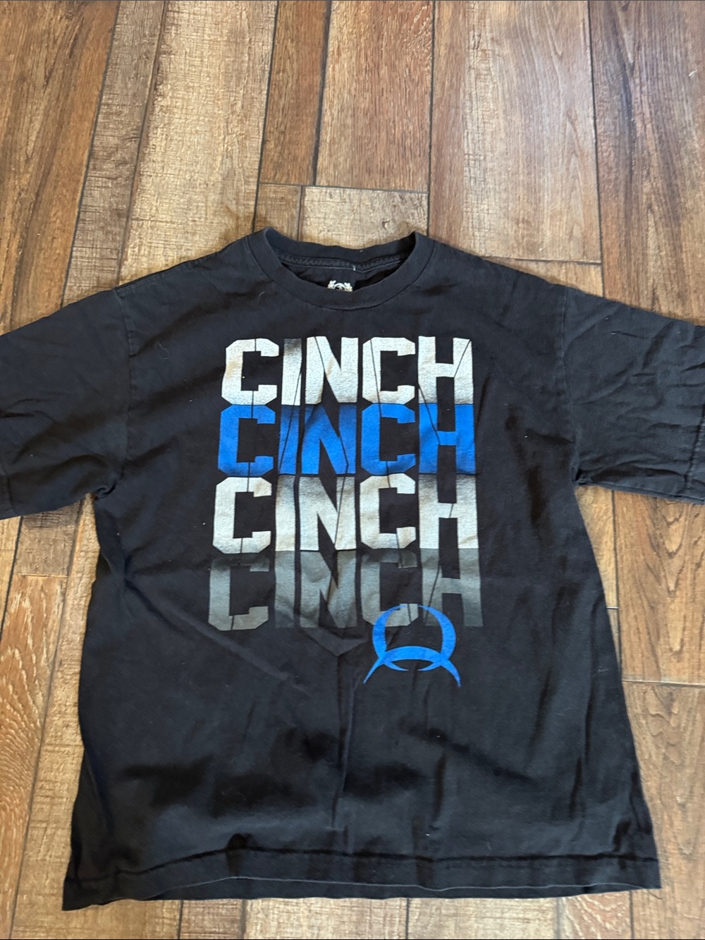 Cinch Black Tee with Blue & Gray Stacked Logo